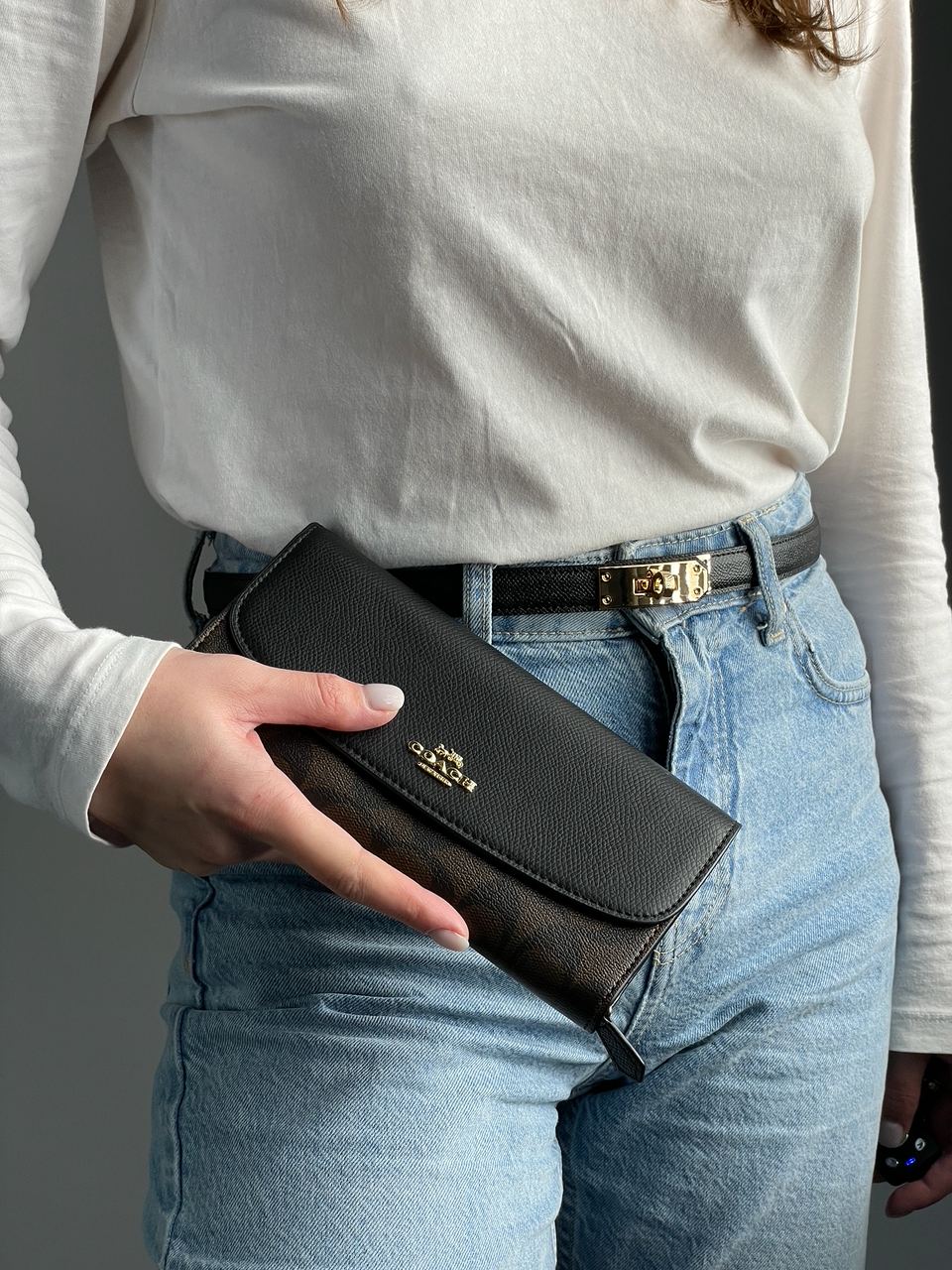 Coach Signature PVC Slim Envelope Wallet Black/Brown - 4