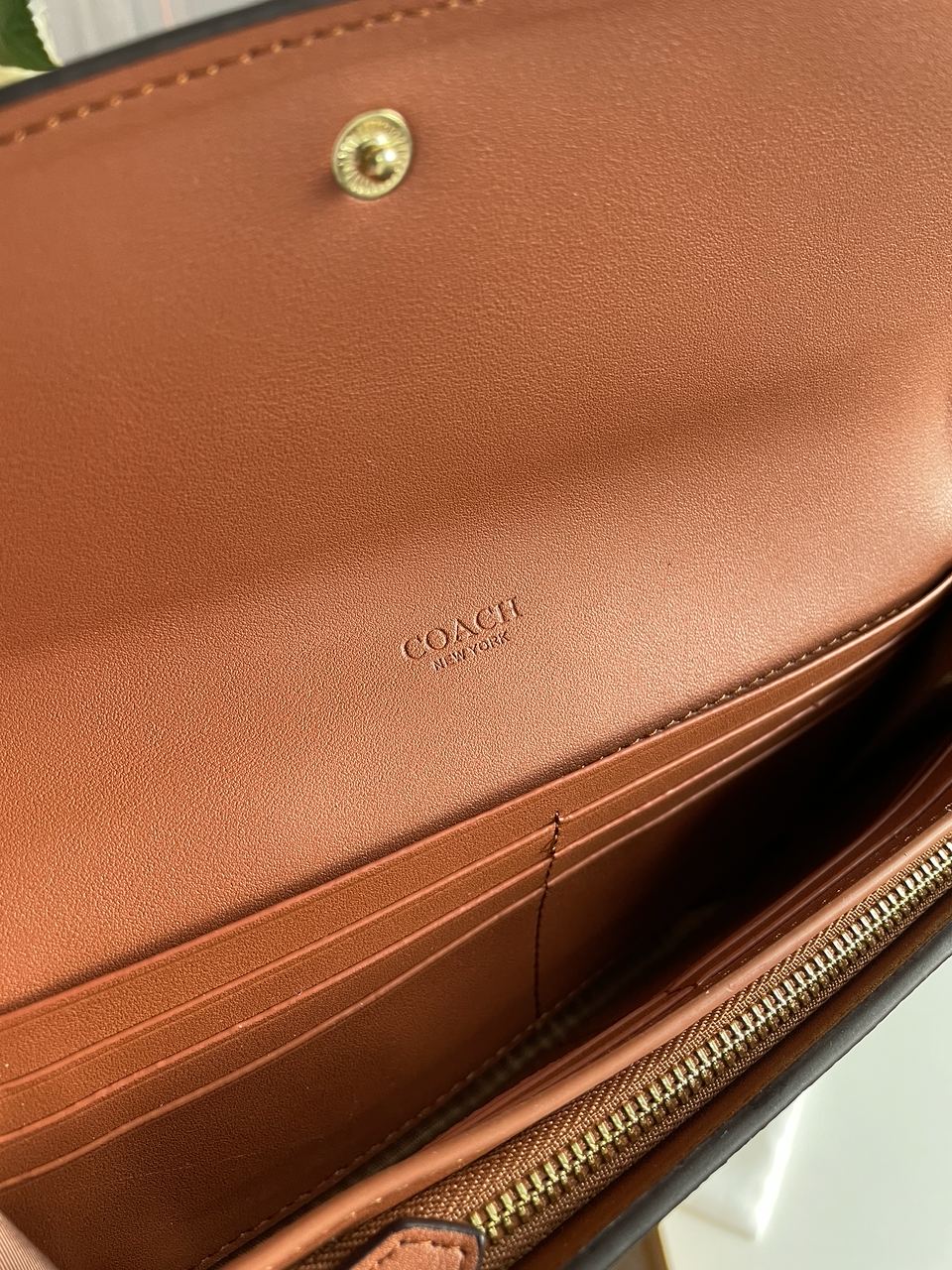 Coach Signature PVC Slim Envelope Wallet Brown - 12