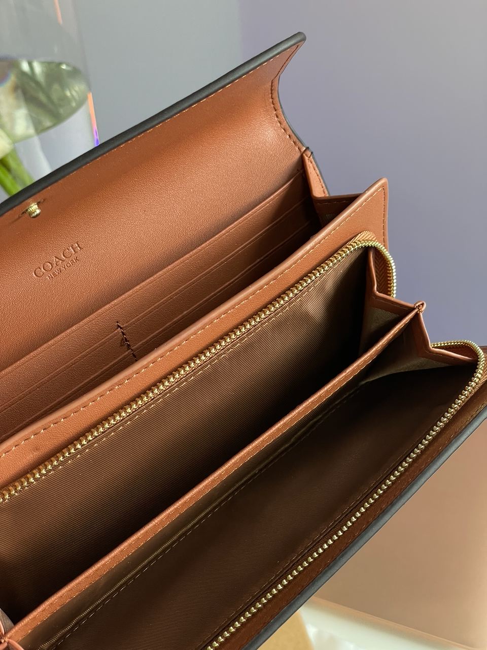 Coach Signature PVC Slim Envelope Wallet Brown - 14