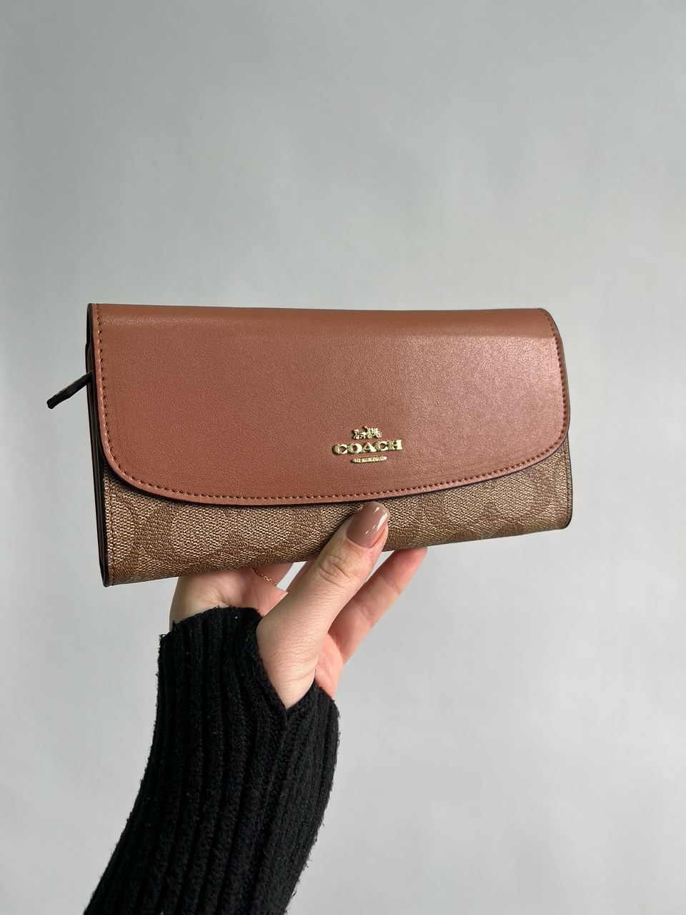 Coach Signature PVC Slim Envelope Wallet Brown - 6