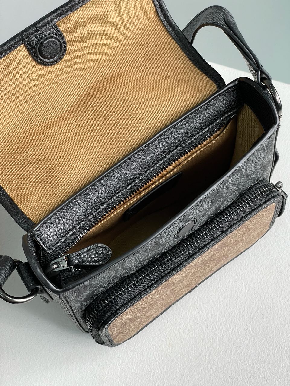 Coach Sullivan Flap Crossbody In Signature Canvas Beige/Black - 15