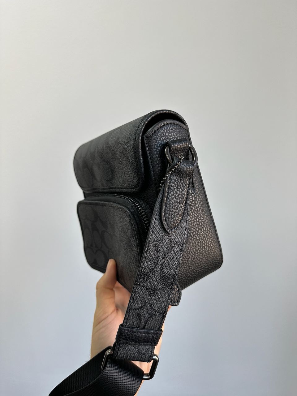 Coach Sullivan Flap Crossbody In Signature Canvas Grey/Black - 7