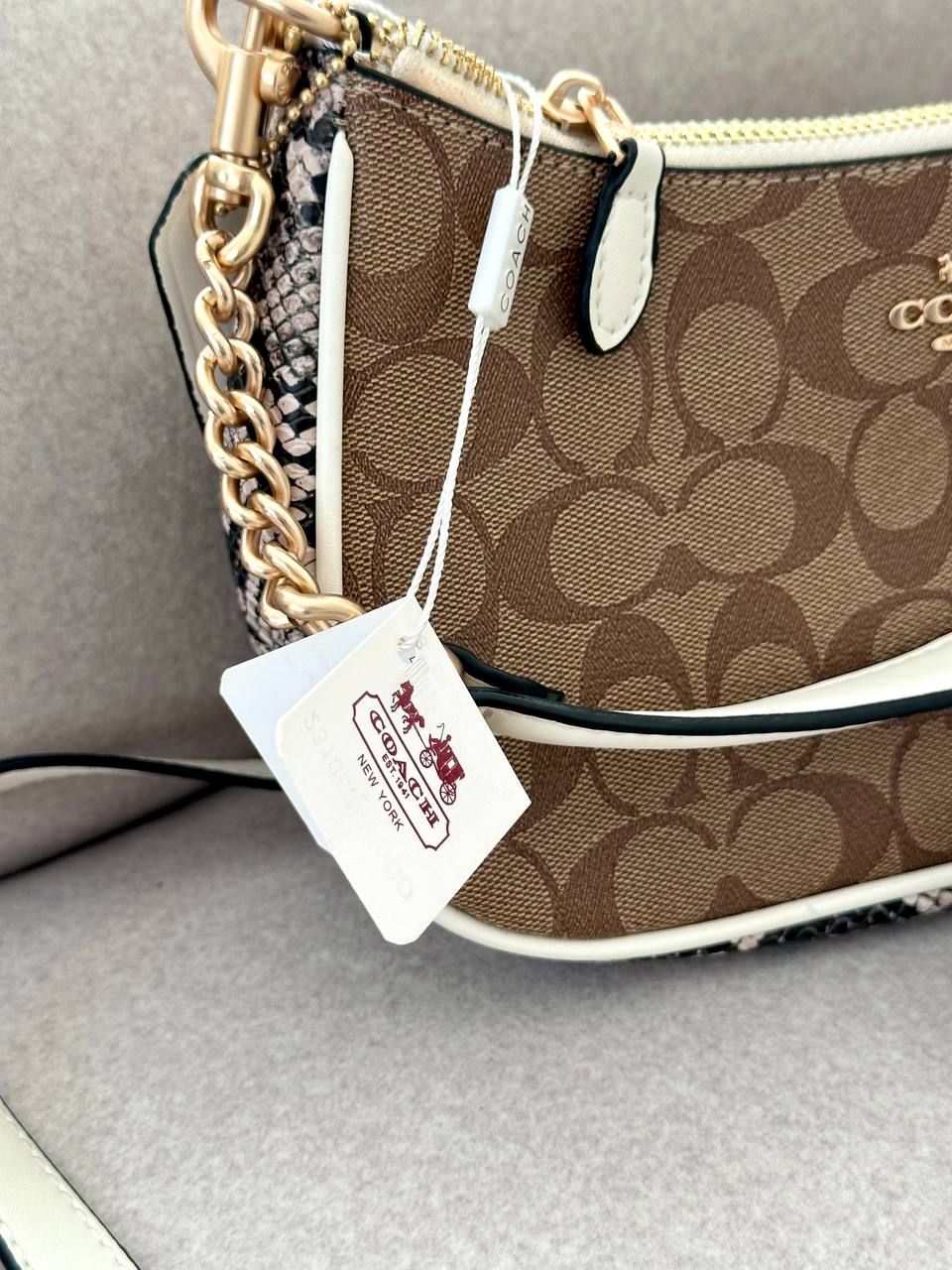 Coach Swinger 20 In Signature Canvas White/Gold - 6