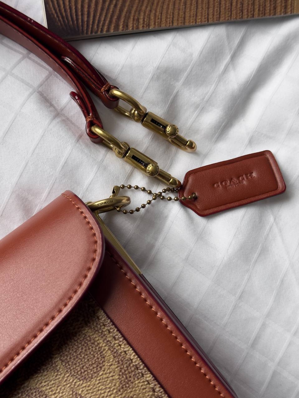 Coach Tabby Red/Beige Shoulder Bag In Signature Canvas - 14