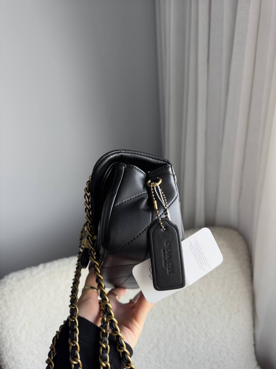 Coach Tabby Shoulder Bag 20 With Quilting Black/Gold - 12