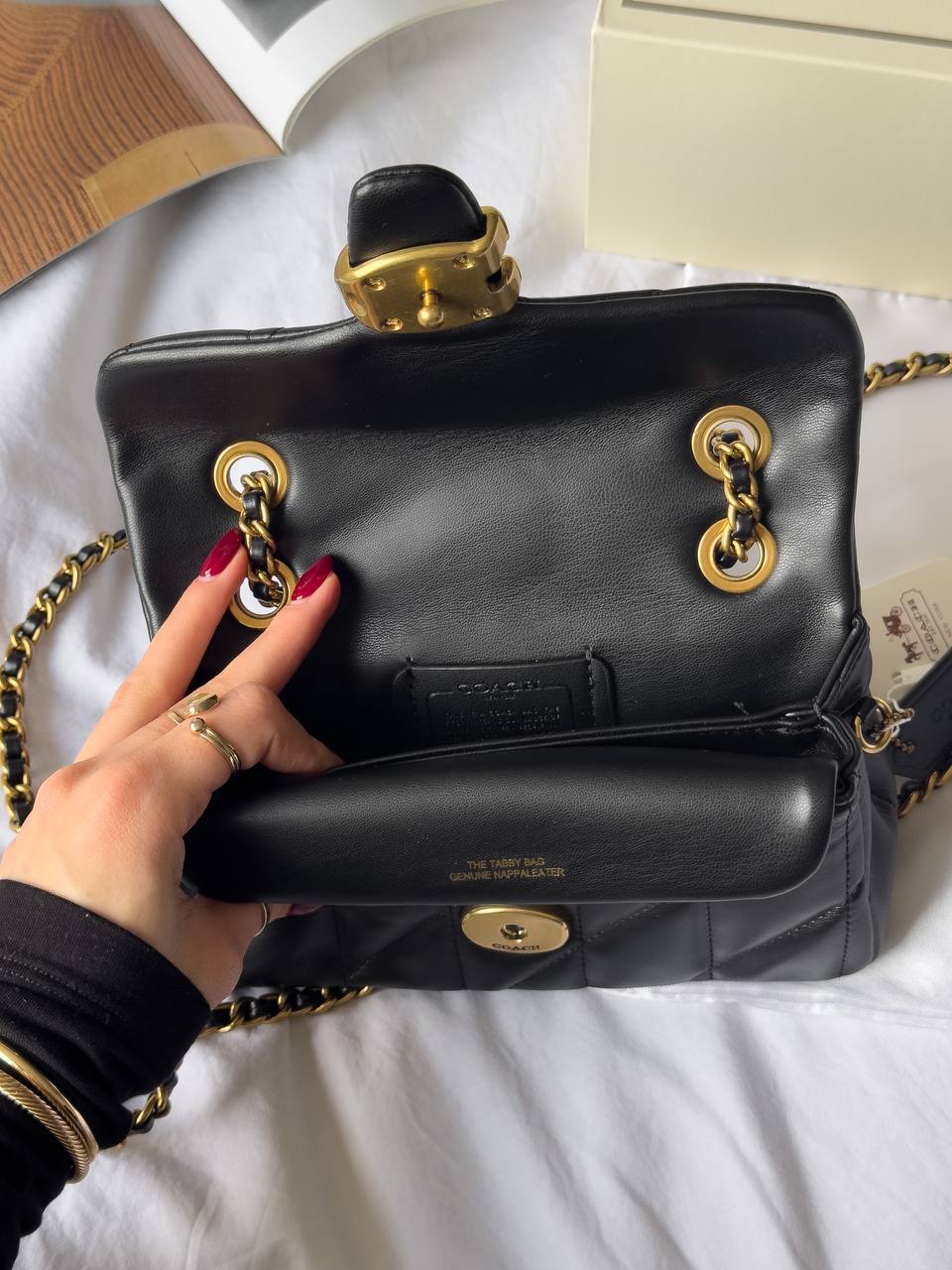 Coach Tabby Shoulder Bag 20 With Quilting Black/Gold - 14