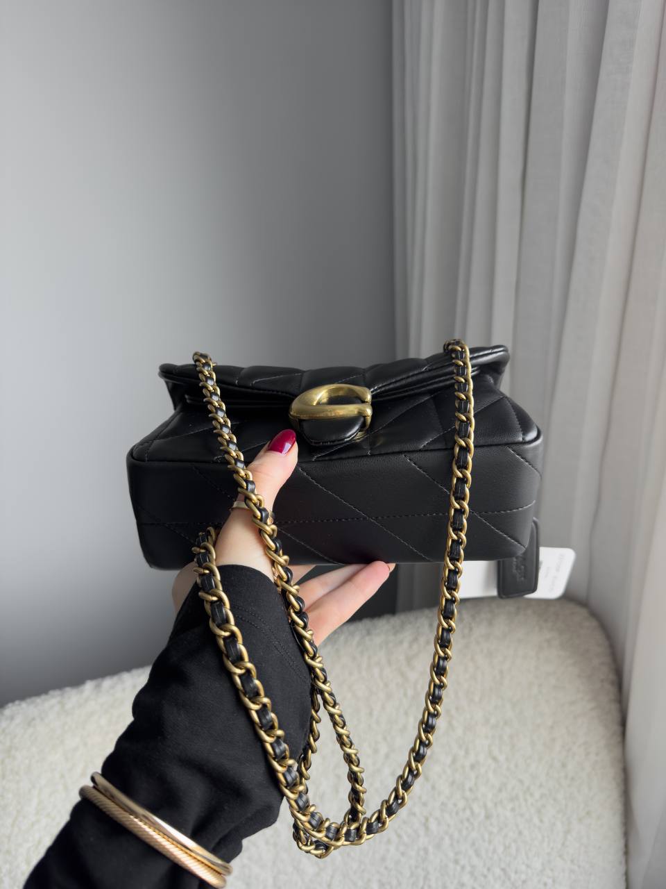 Coach Tabby Shoulder Bag 20 With Quilting Black/Gold - 9