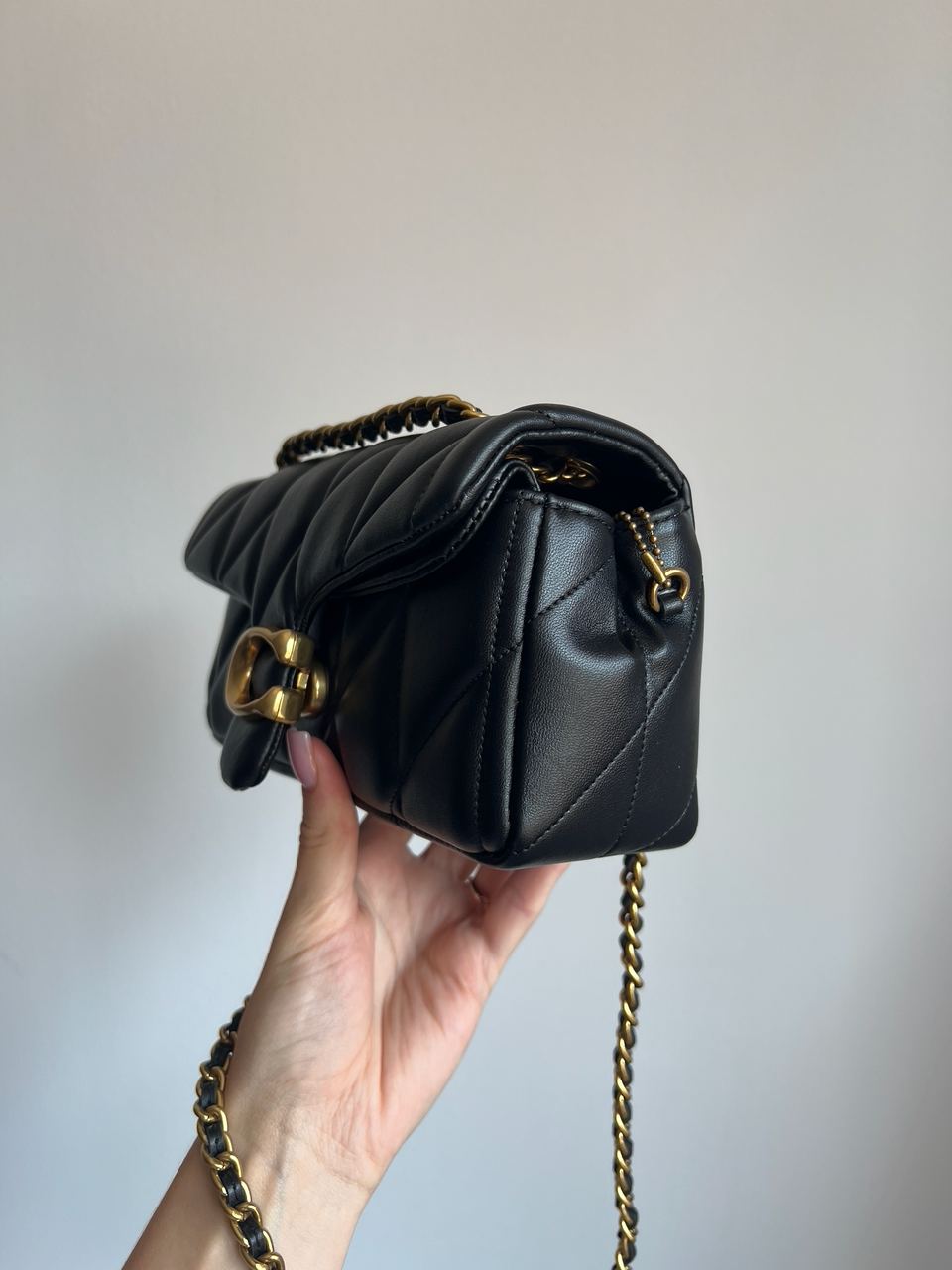 Coach Tabby Shoulder Bag 20 With Quilting Black/Gold - 6