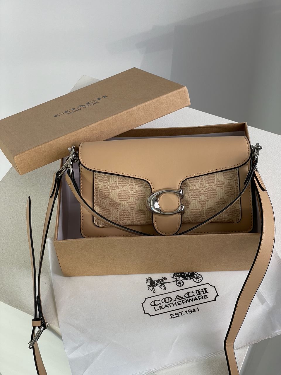 Coach Tabby Shoulder Bag 26 With Signature Canvas Sand Taupe - 3