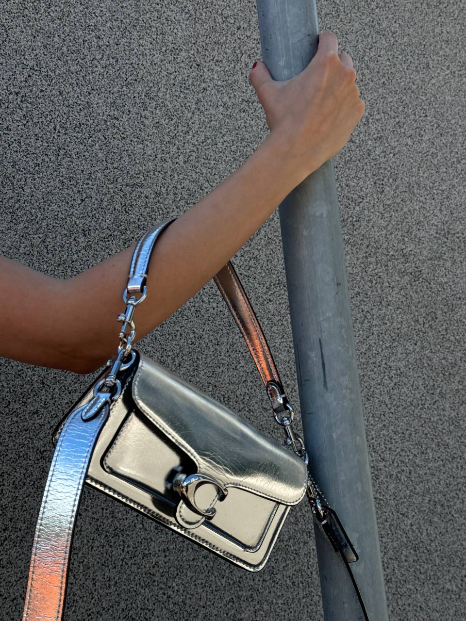 Coach Tabby Small Chain Bag in Metallic Leather - 6