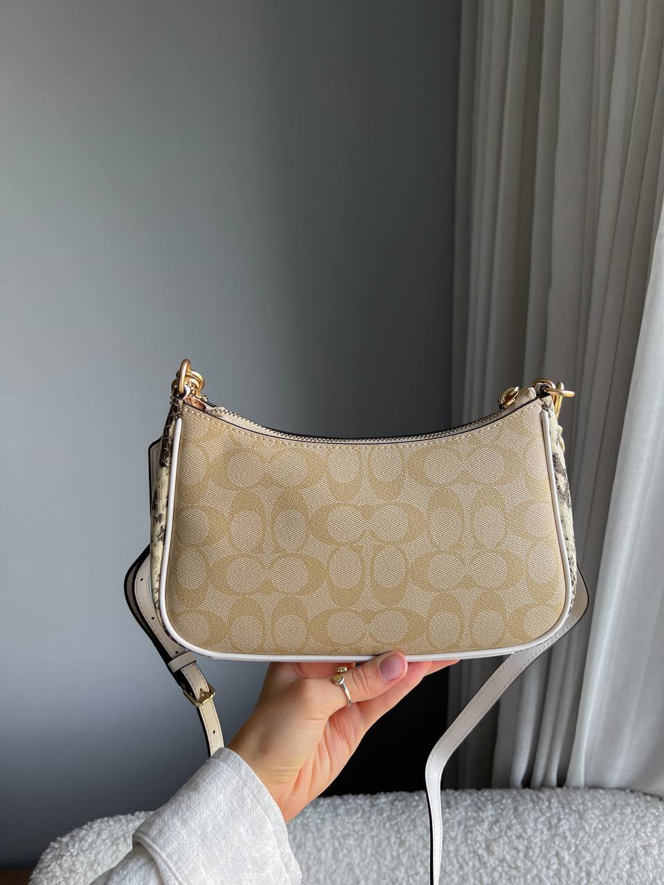 Coach Teri Caramel Shoulder Bag In Signature Canvas - 10