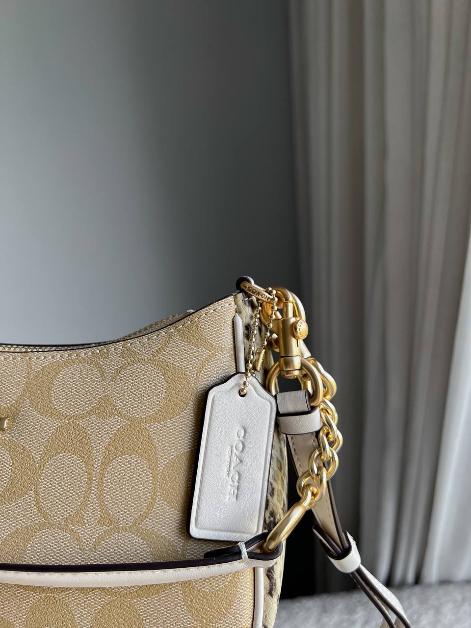 Coach Teri Caramel Shoulder Bag In Signature Canvas - 13