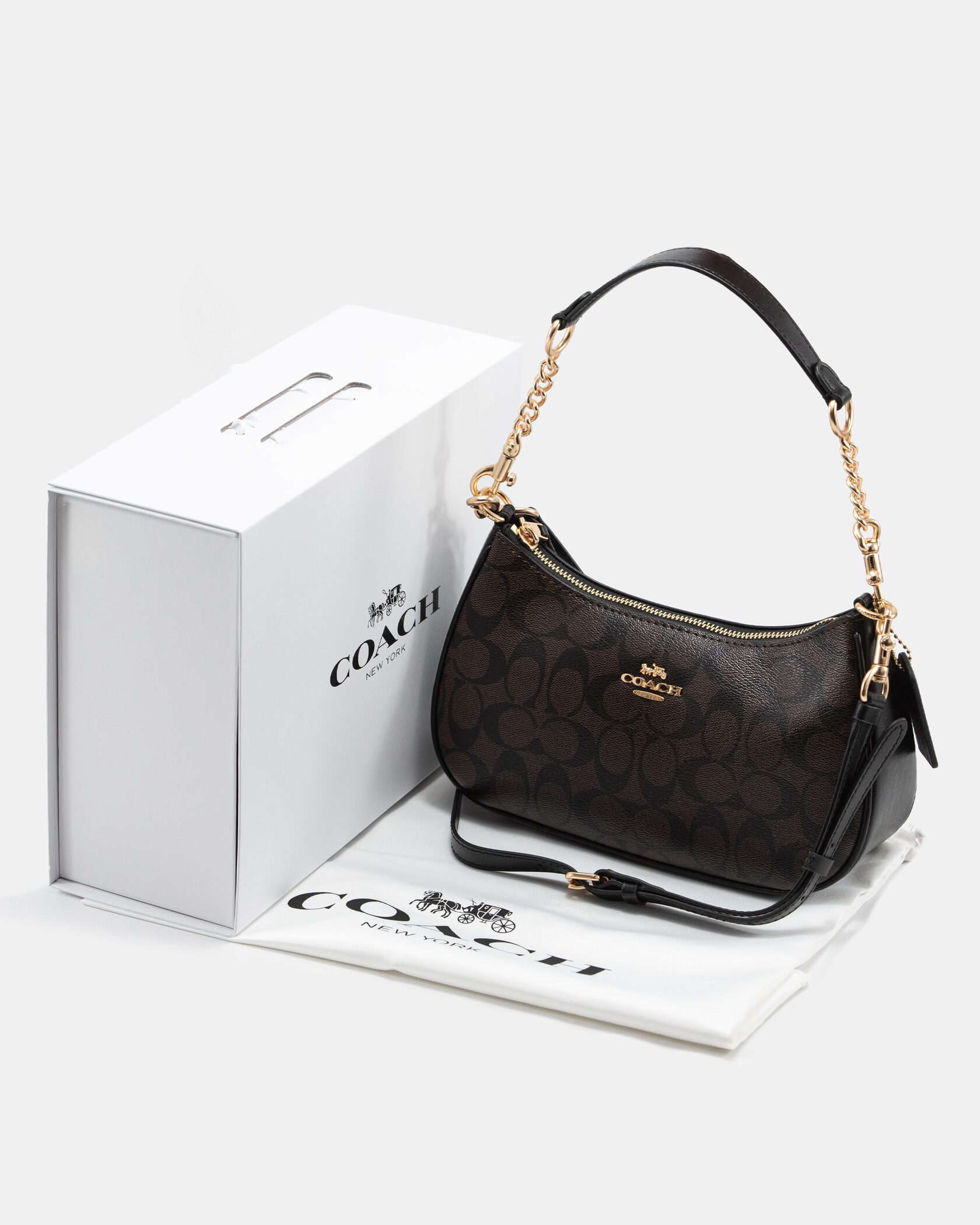 Coach Teri Shoulder Bag In Signature Canvas With Chain Strap - 2