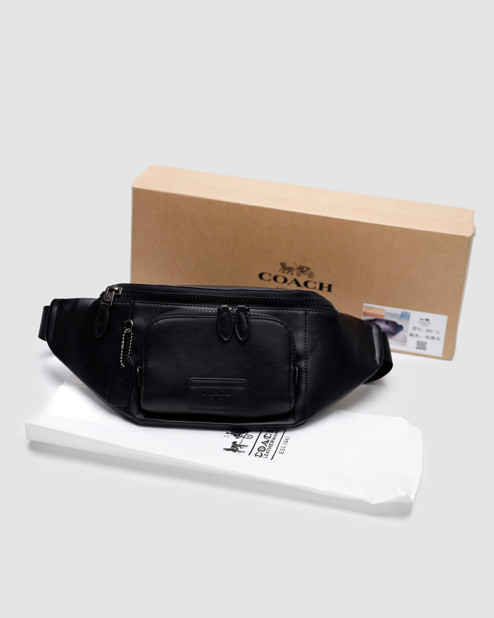 Coach Track Belt Bag Smooth Skin Black - 2