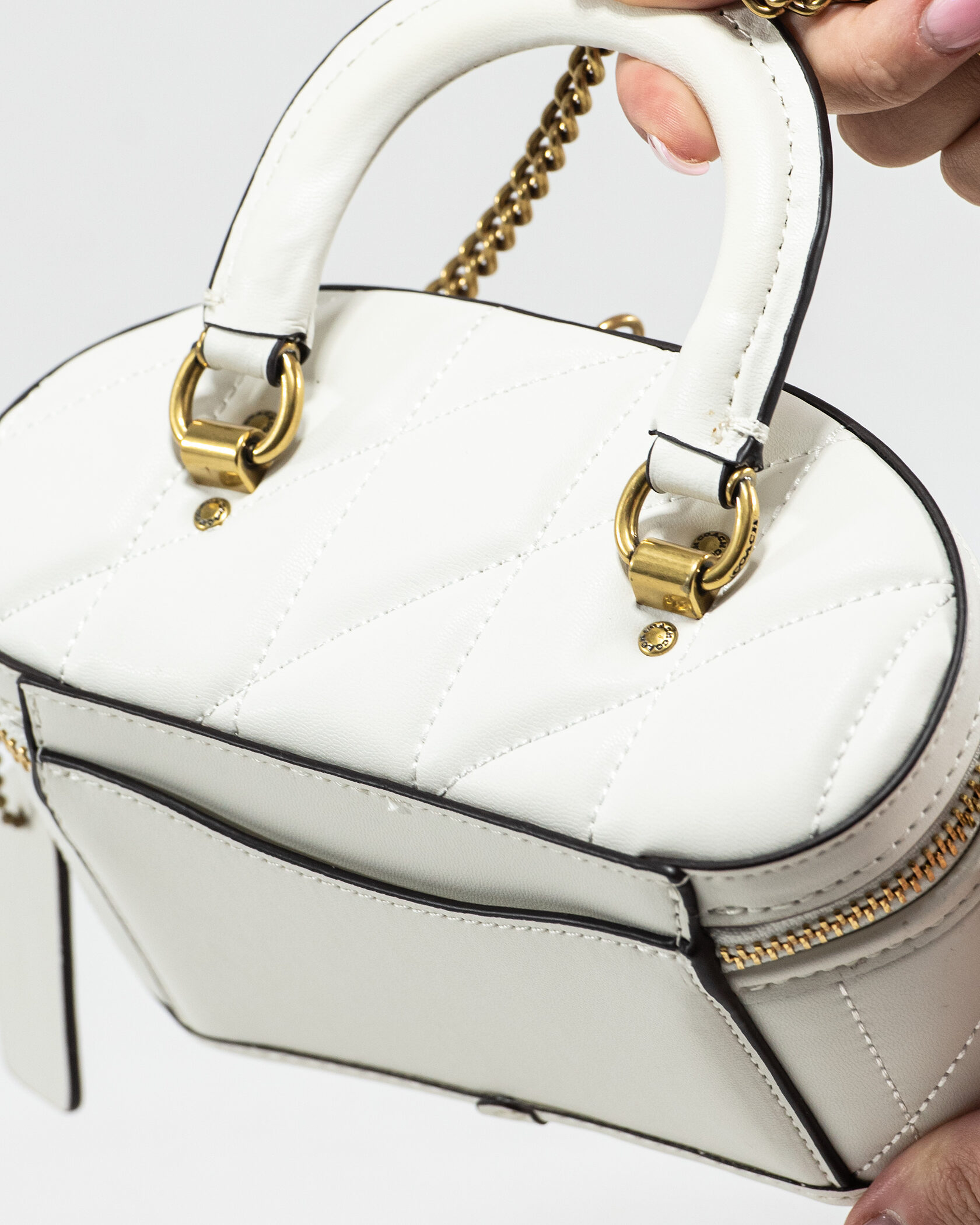 Coach Trail Mini Crossbody Bag in White Quilted Leather - 10