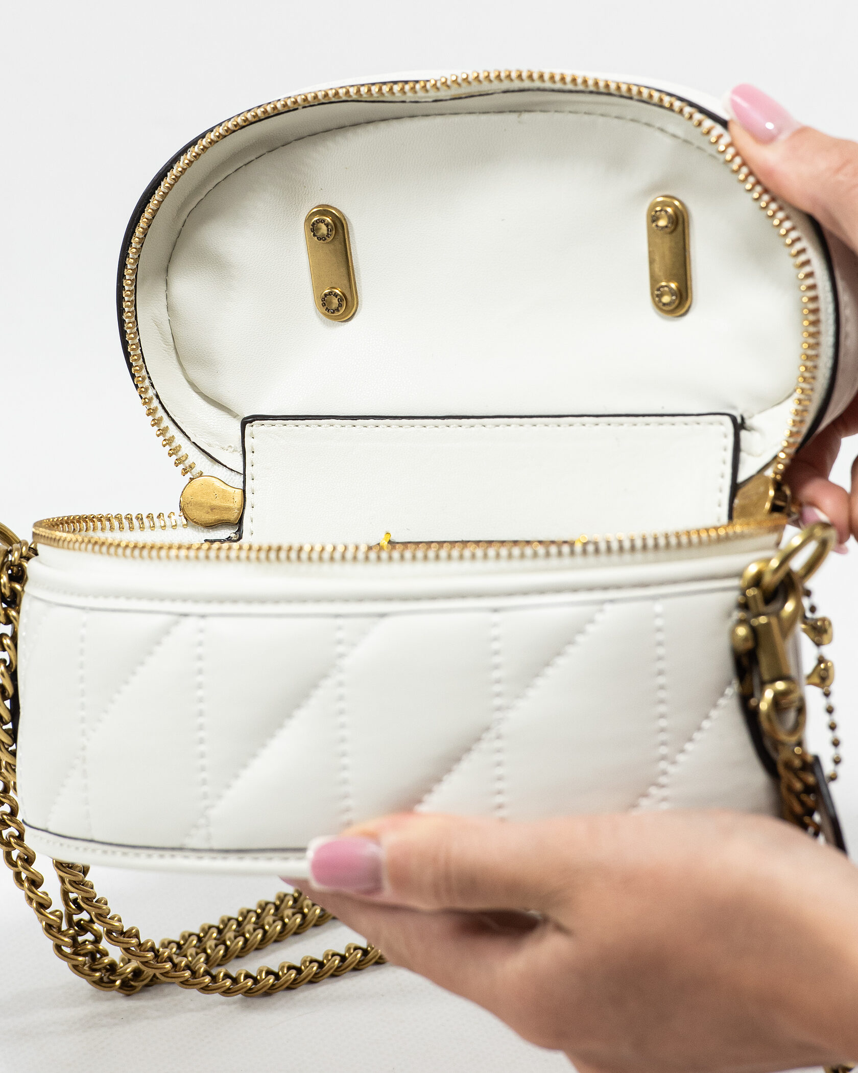 Coach Trail Mini Crossbody Bag in White Quilted Leather - 11