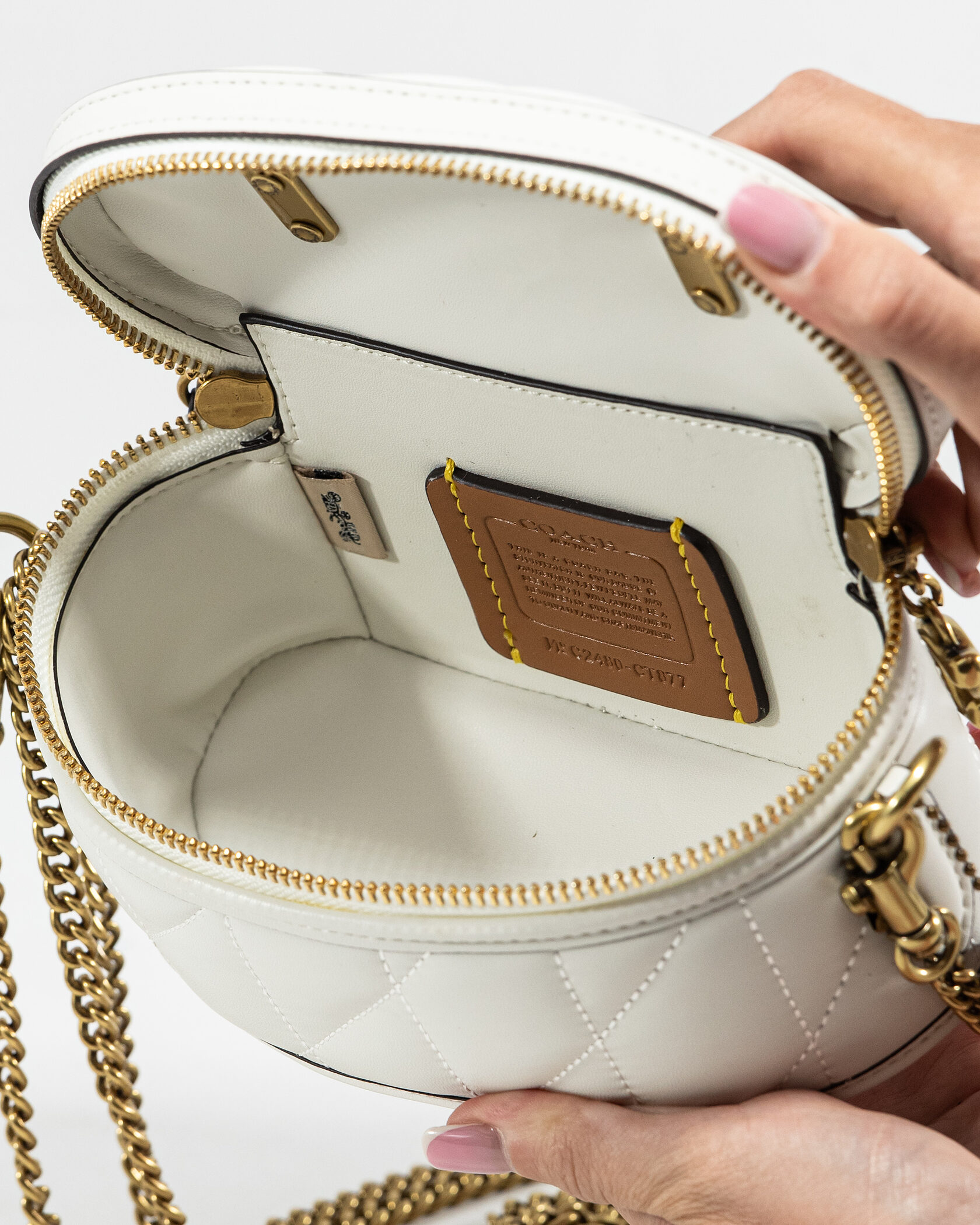 Coach Trail Mini Crossbody Bag in White Quilted Leather - 12