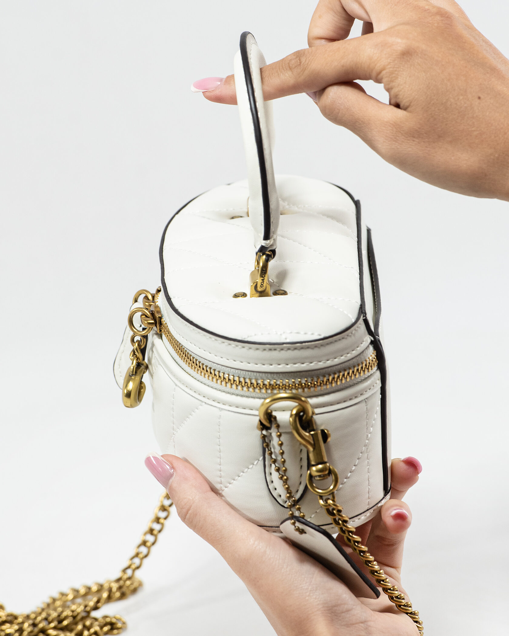 Coach Trail Mini Crossbody Bag in White Quilted Leather - 8