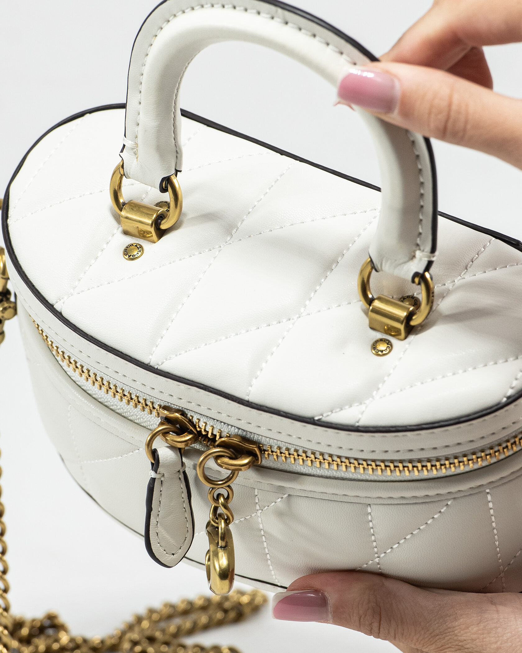 Coach Trail Mini Crossbody Bag in White Quilted Leather - 9