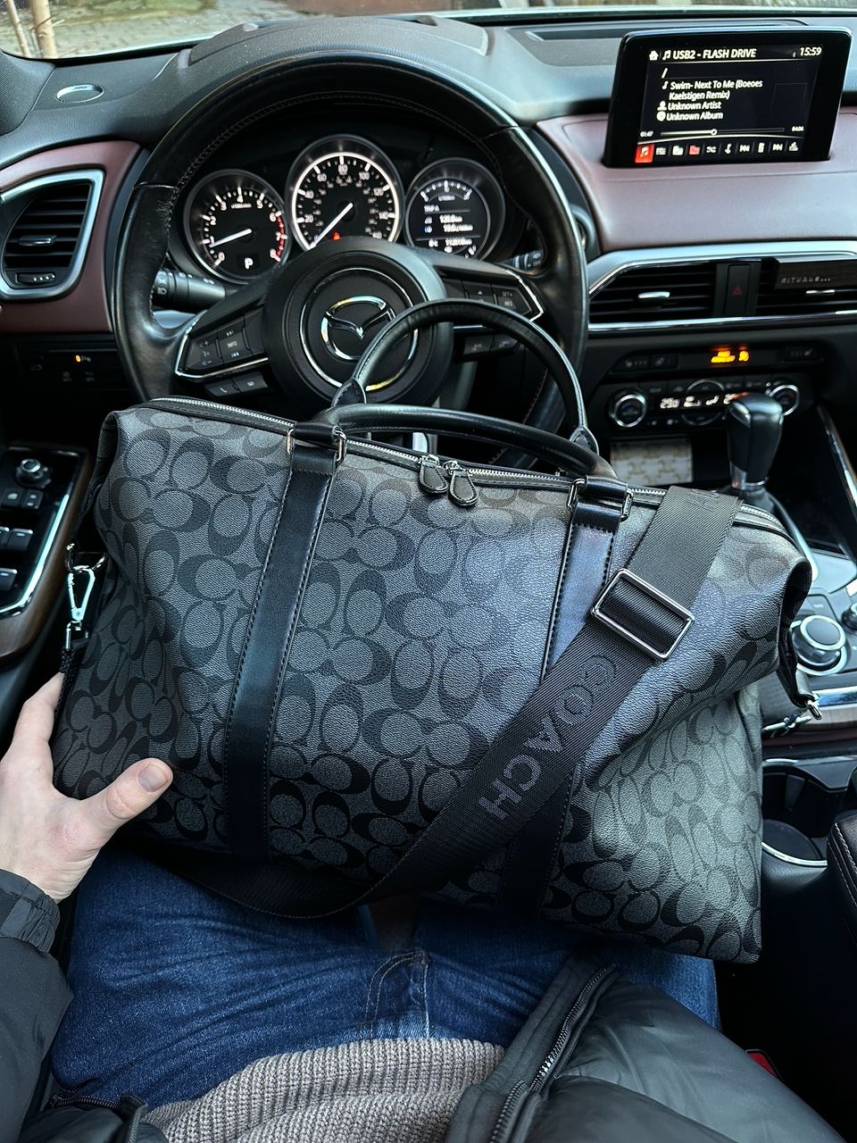 Coach Voyager Duffle Bag In Charcoal - 7