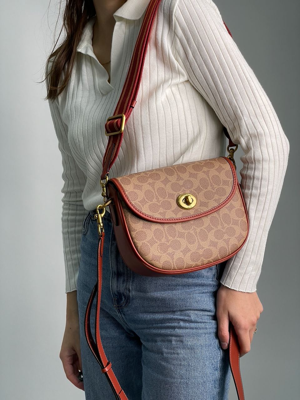 Coach Willow Medium Signature Canvas Saddle Bag - 6