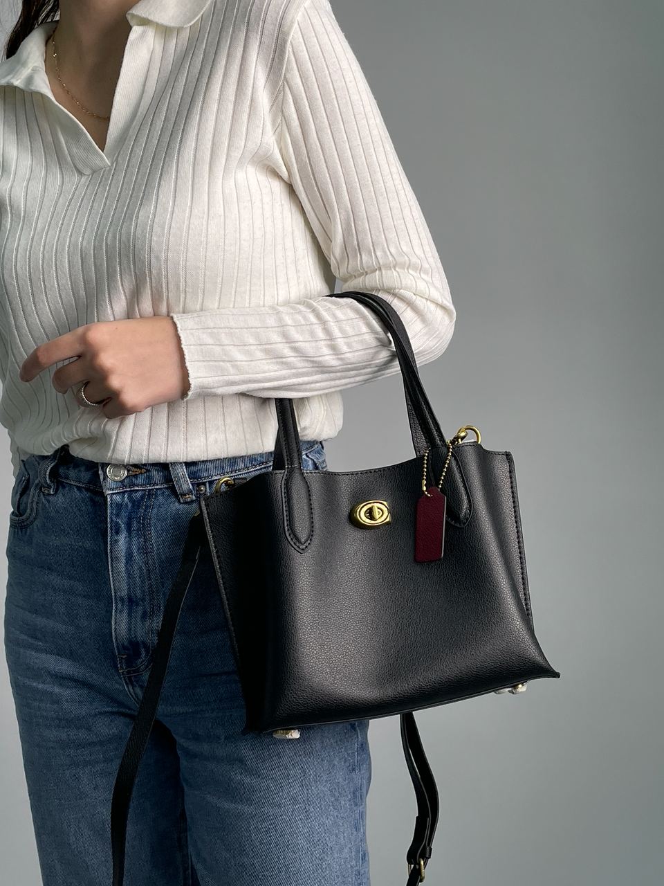 Coach Willow Tote 24 In Black - 7