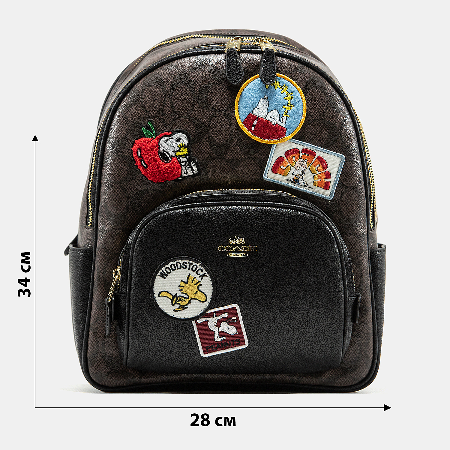 Coach X Peanuts Court Backpack In Signature Canvas With Patches - 3
