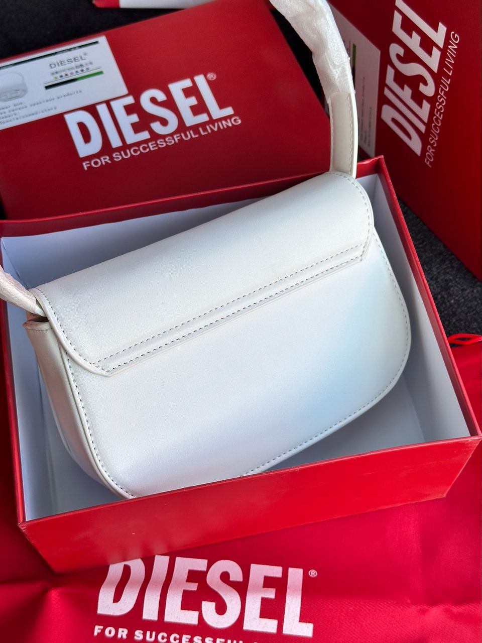 DIESEL 1DR Iconic Shoulder Bag White - 10