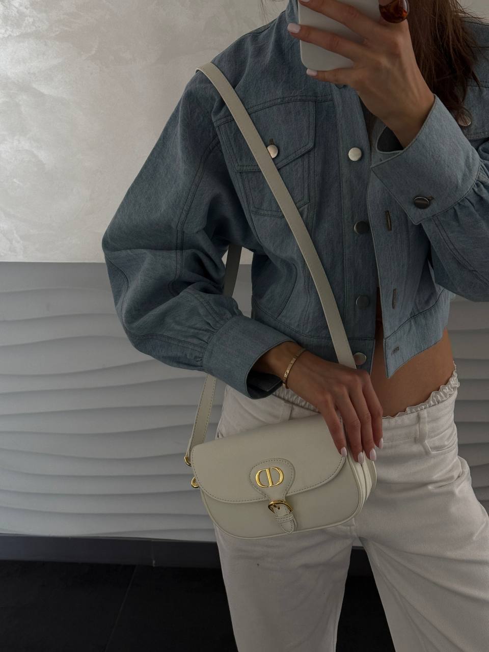 Dior Bobby East-West Mini Bag in White Calfskin - 6