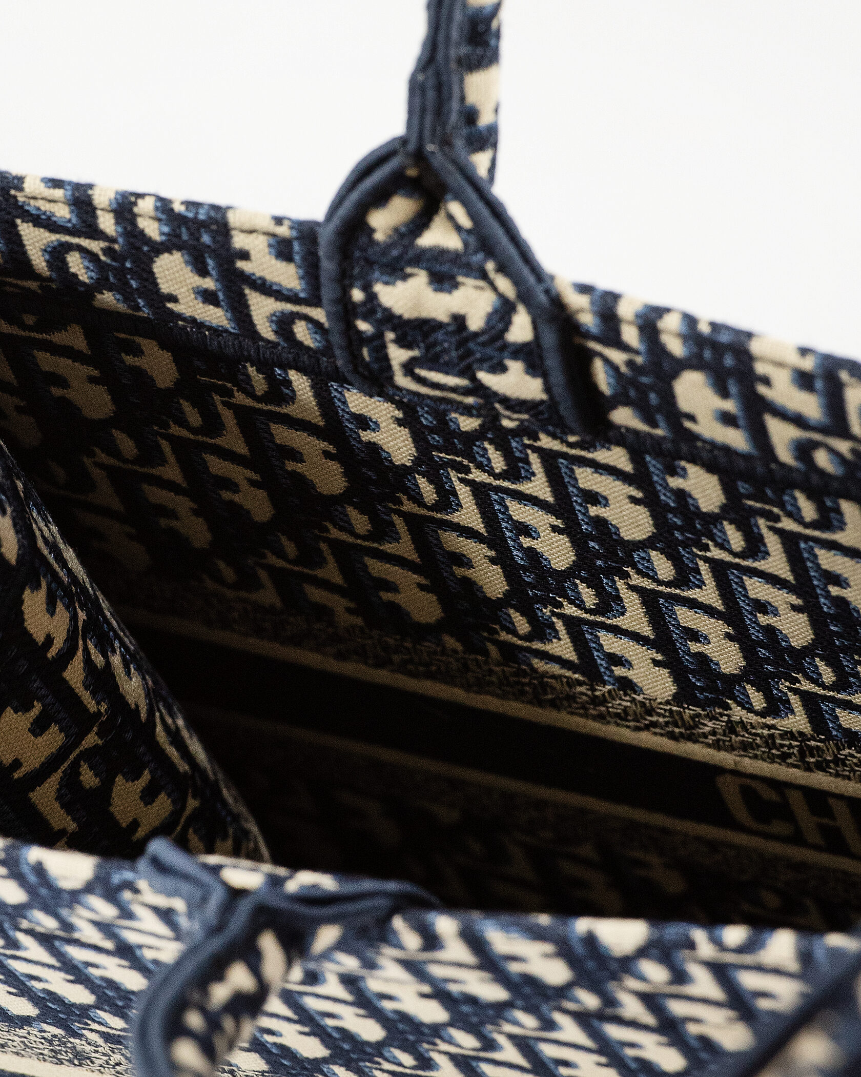 Dior Large Book Tote Ecru and Blue Dior Oblique Embroidery - 11