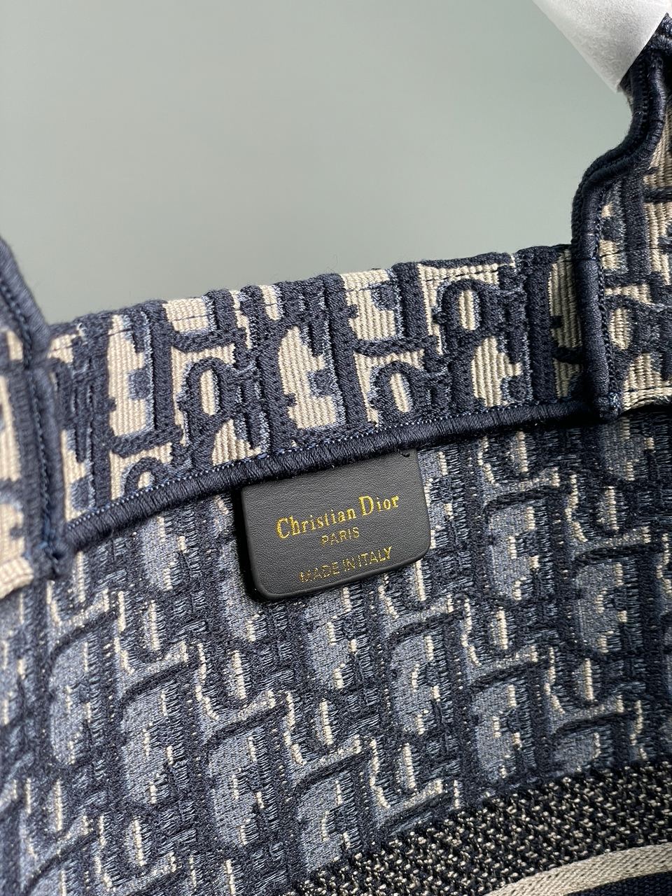 Dior Large Book Tote Ecru and Blue Dior Oblique Embroidery - 16
