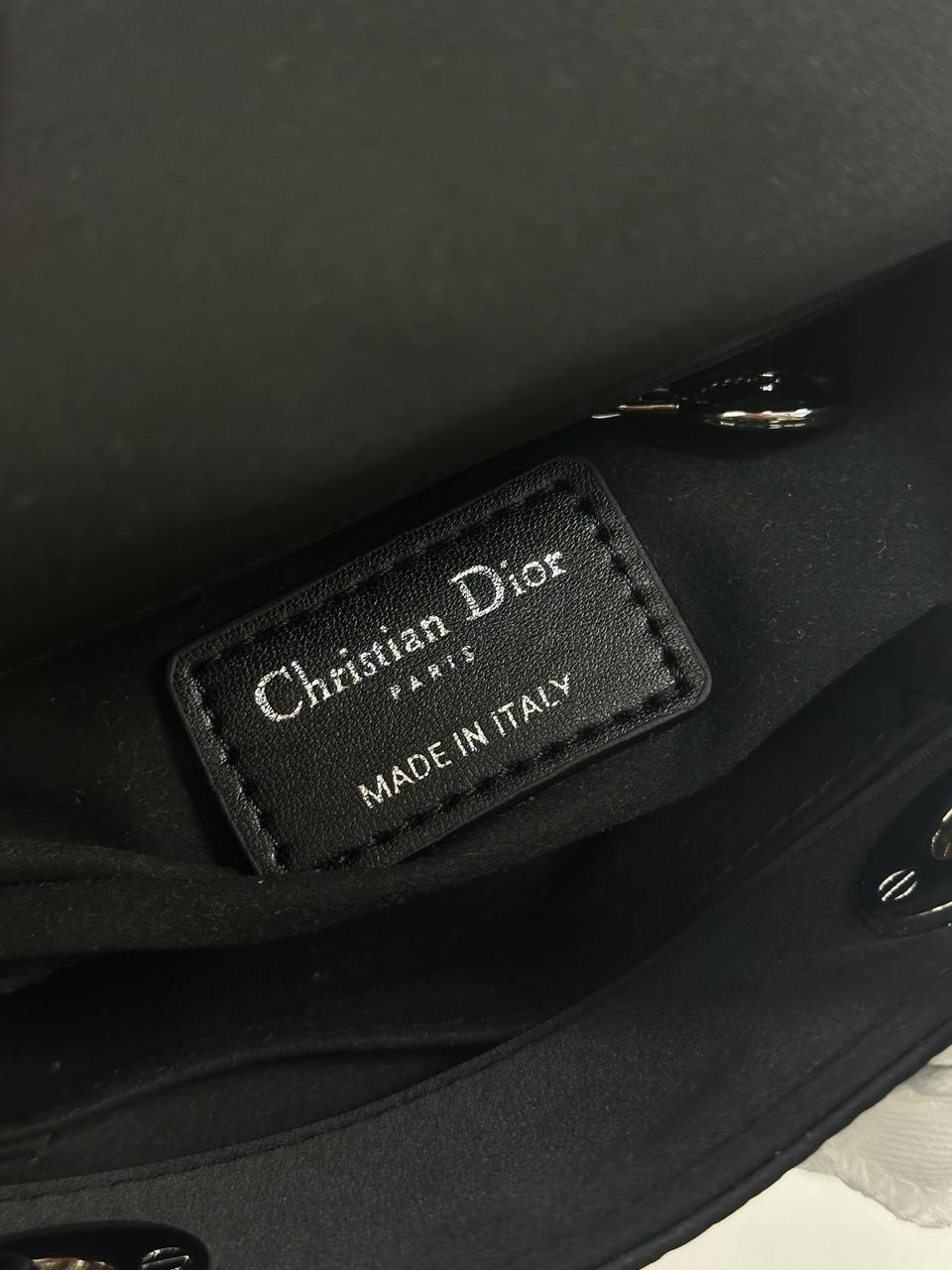 Dior Mini Lady Dior Bag Black Strass Cannage Satin - 13