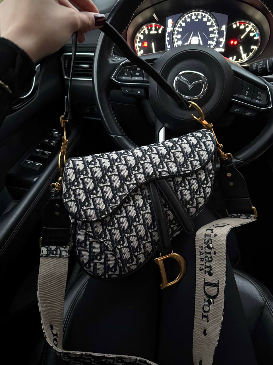 Dior Saddle Bag with Strap Black Dior Oblique Jacquard - 2