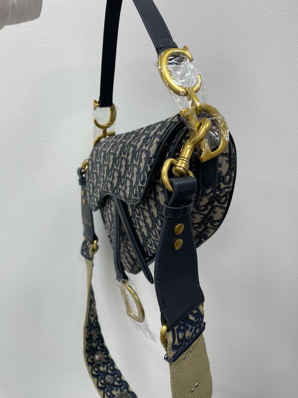 Dior Saddle Bag with Strap Blue Dior Oblique Jacquard - 11