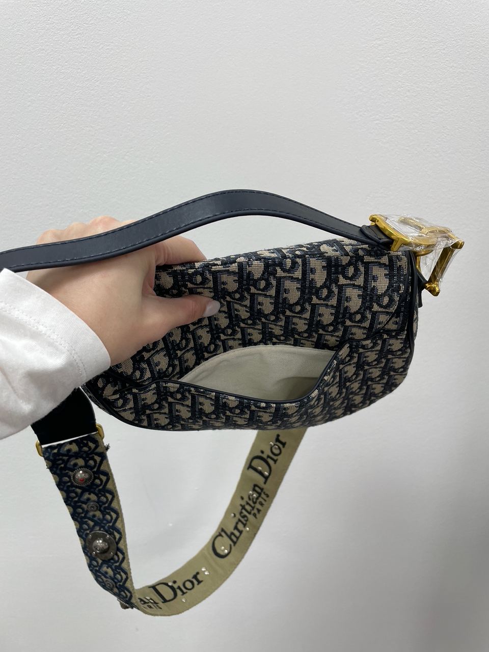 Dior Saddle Bag with Strap Blue Dior Oblique Jacquard - 15
