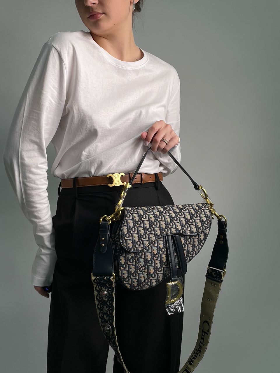 Dior Saddle Bag with Strap Blue Dior Oblique Jacquard - 6