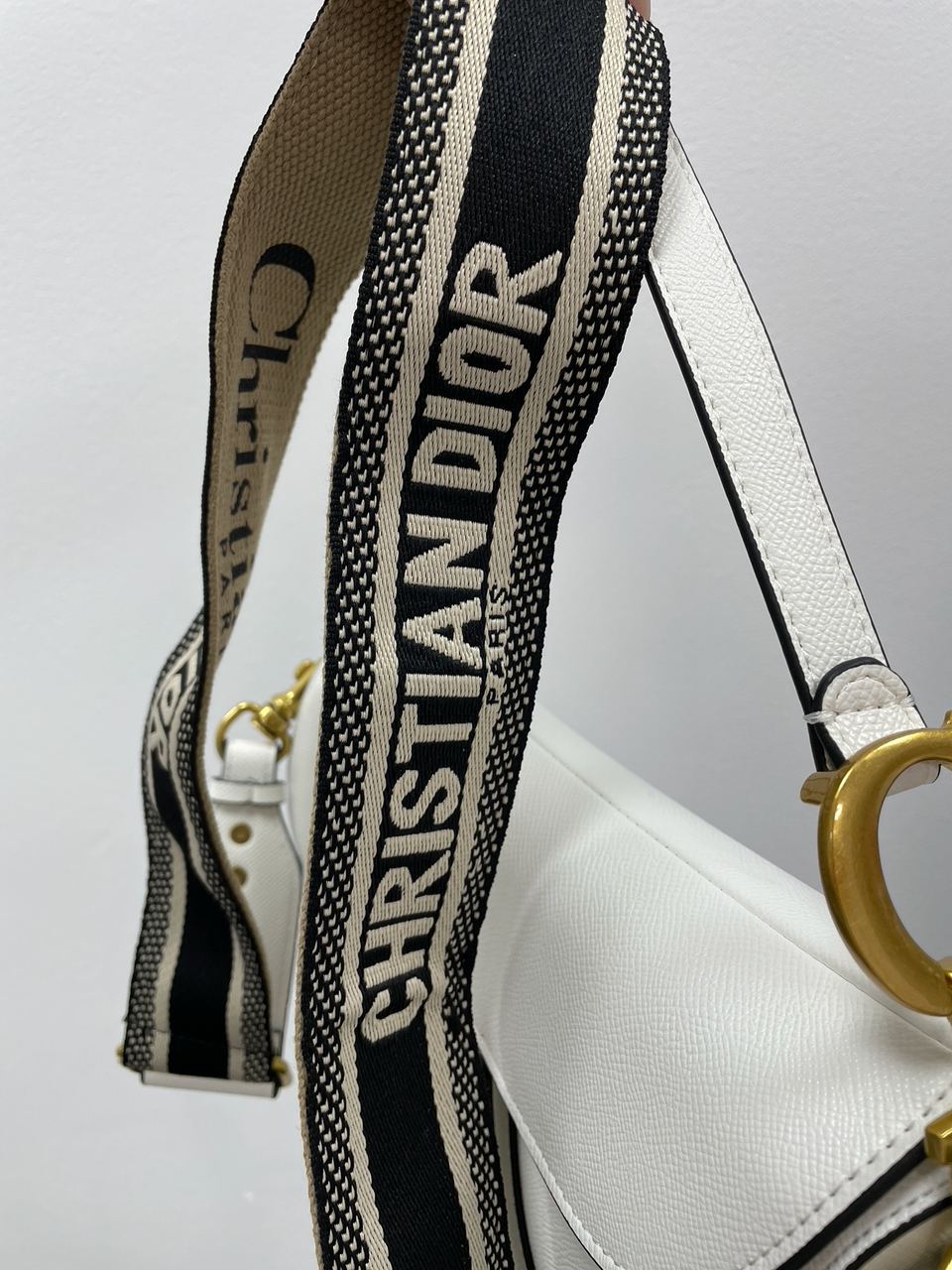 Dior Saddle Bag with Strap Latte Grained Calfskin - 11