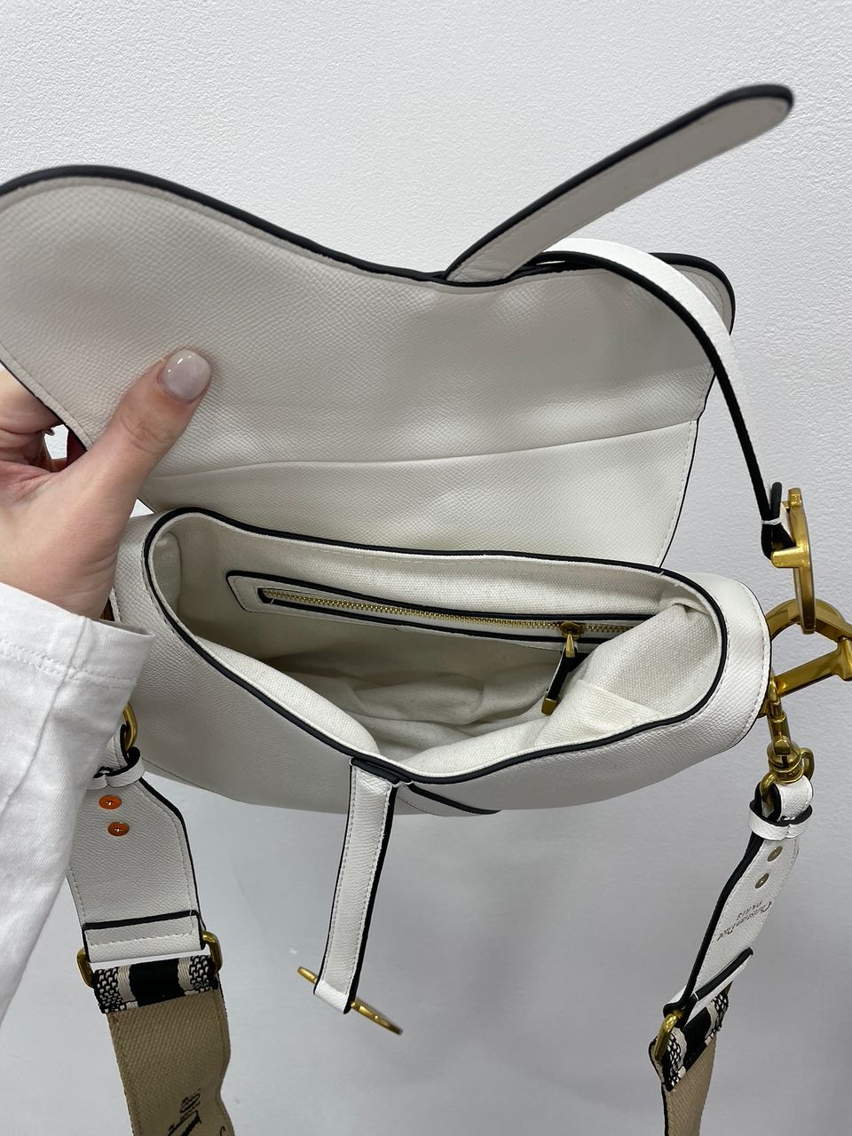Dior Saddle Bag with Strap Latte Grained Calfskin - 14