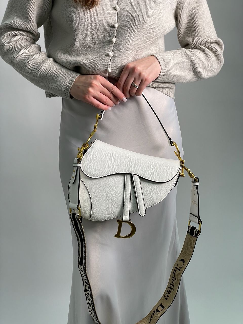 Dior Saddle Bag with Strap Latte Grained Calfskin - 3