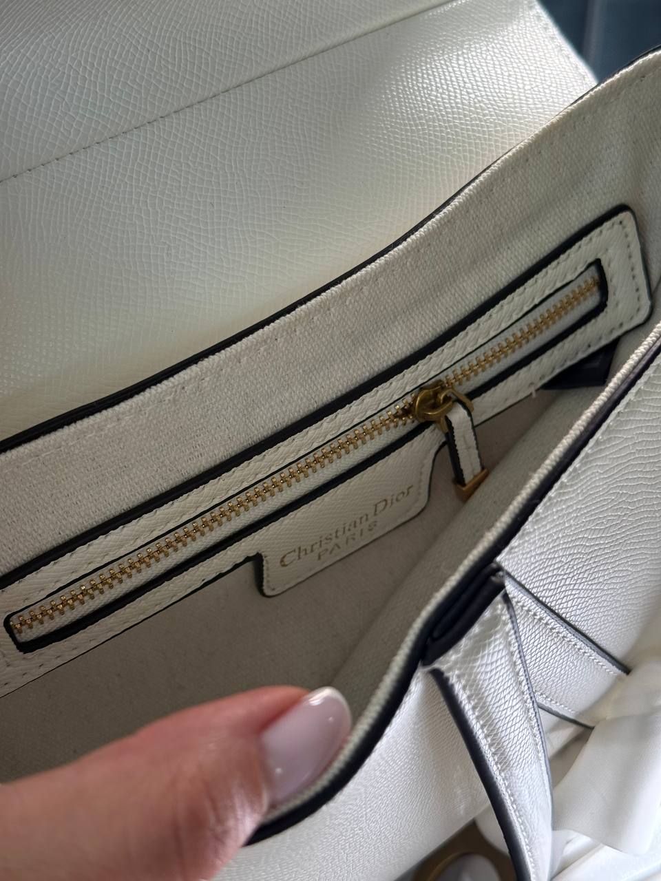 Dior Saddle Bag with Strap Milk Grained Calfskin - 11