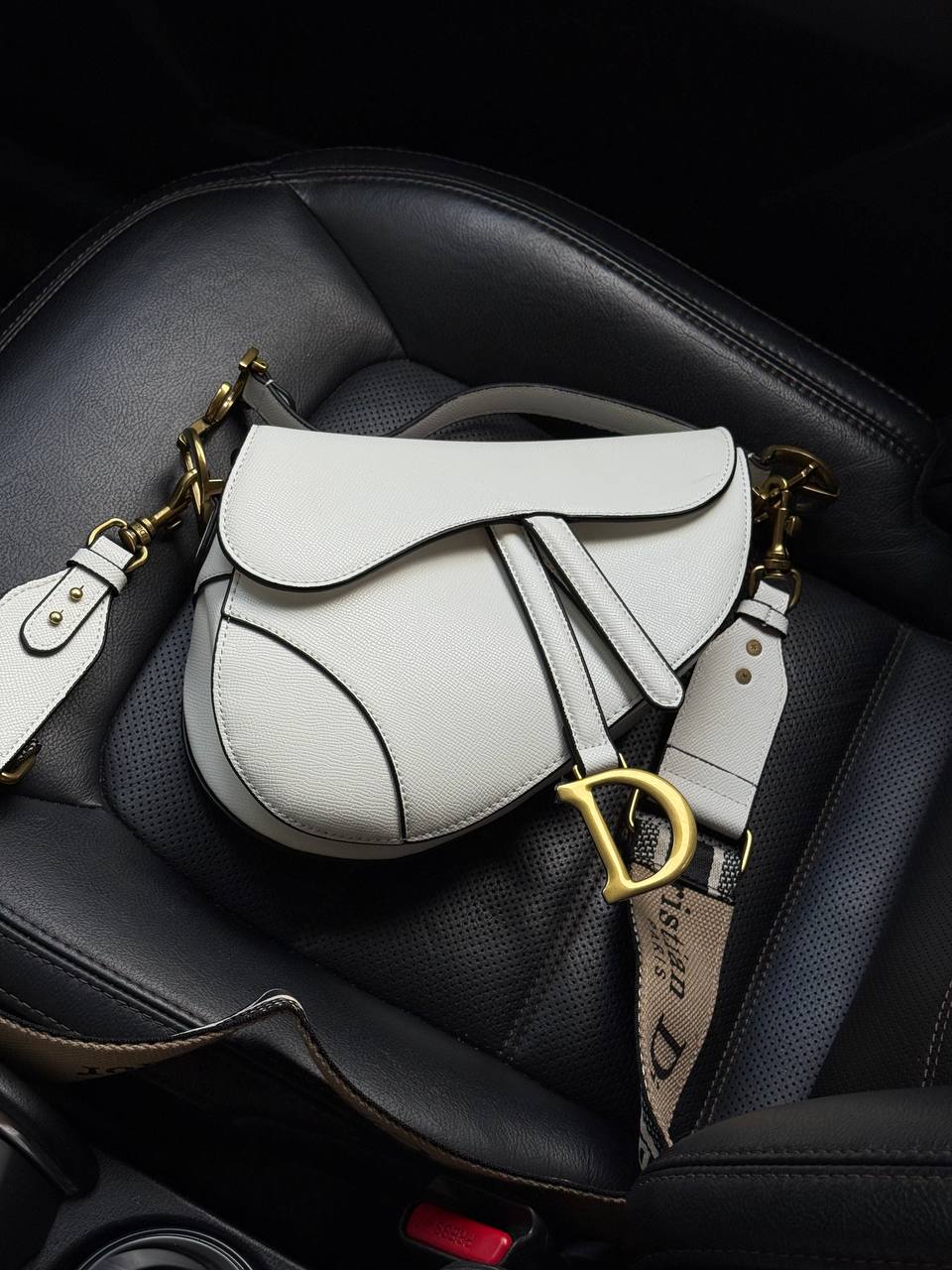 Dior Saddle Bag with Strap Milk Grained Calfskin - 4
