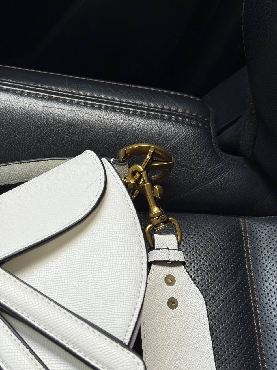 Dior Saddle Bag with Strap Milk Grained Calfskin - 9