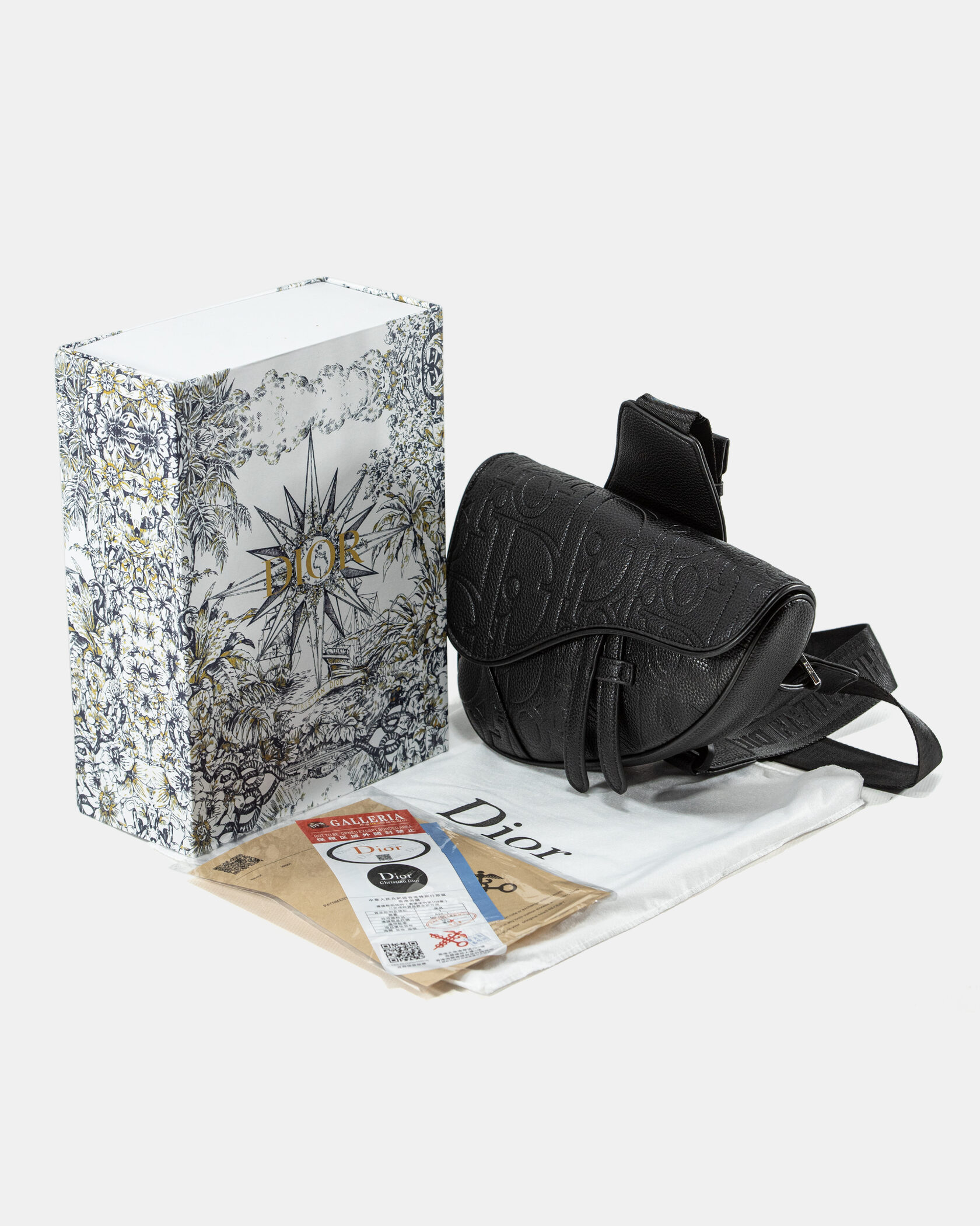 Dior Saddle Belt Bag in Black Oblique Embossed Calfskin - 2