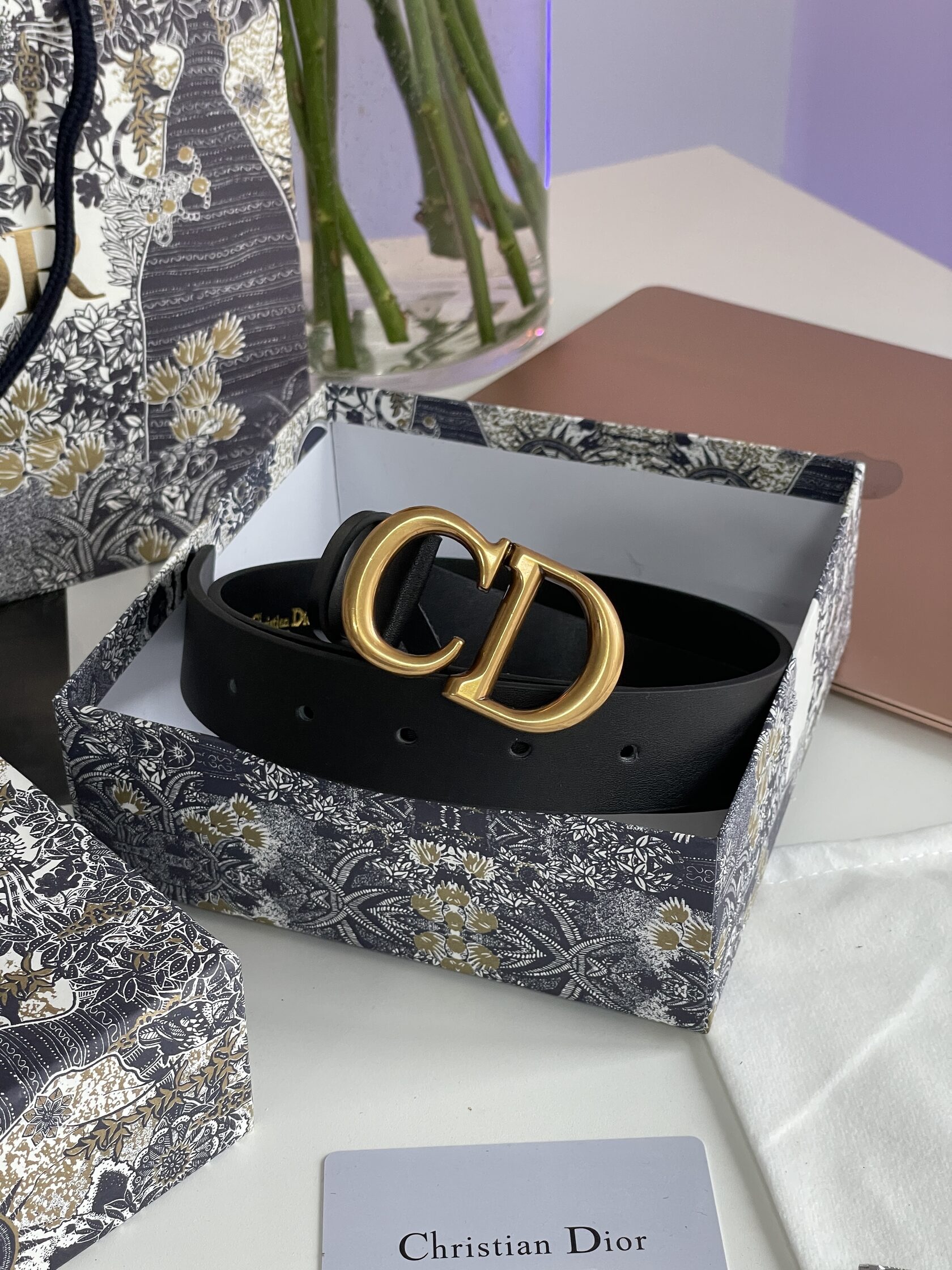 Dior Saddle Belt Black Ultrasmooth Calfskin Gold - 6