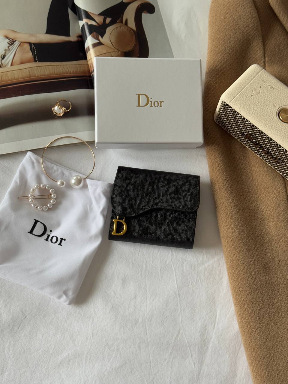 Dior Saddle Bloom card holder in black grained calfskin - 3