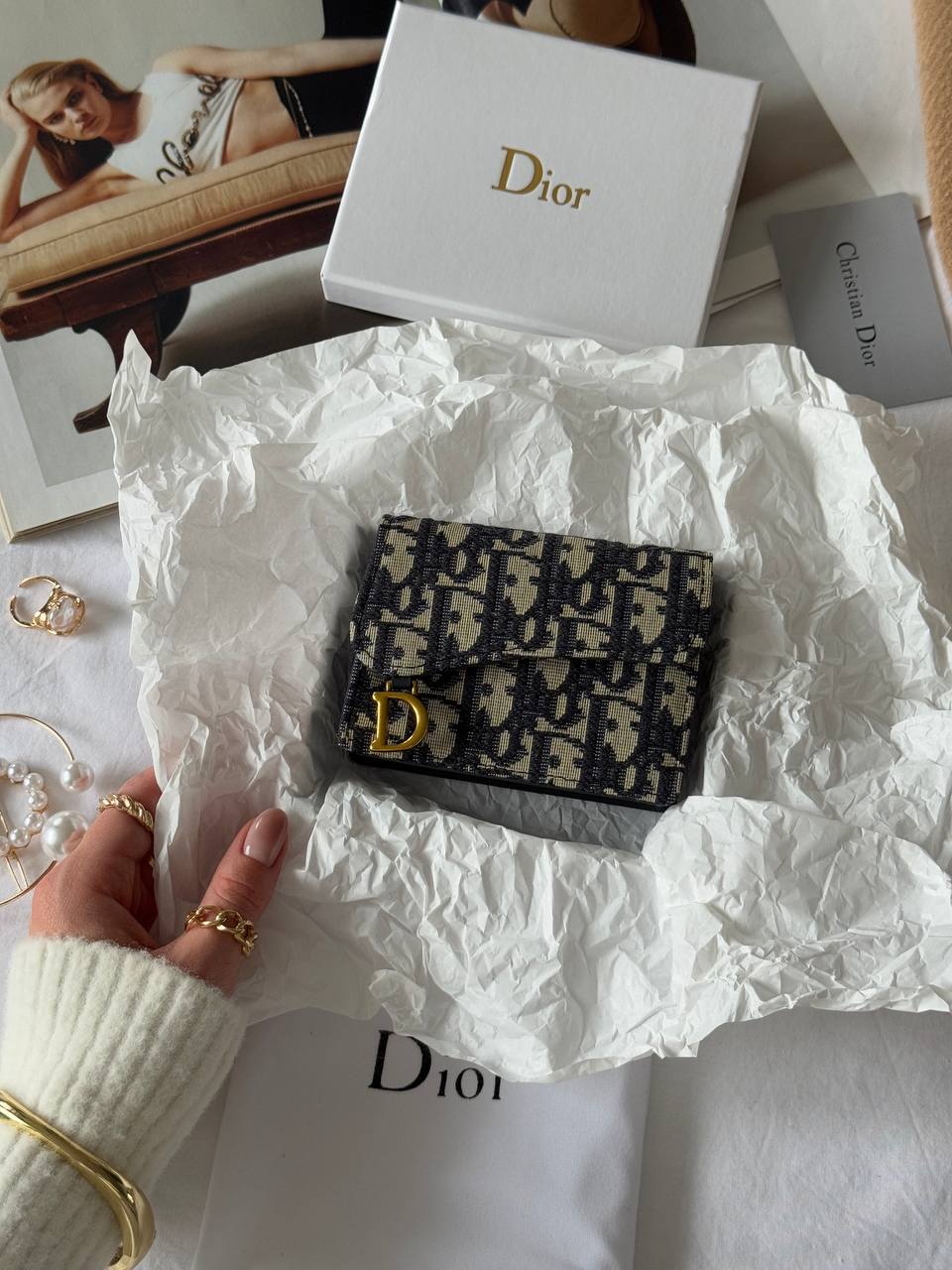 Dior Saddle Jasmine Gusset Card Holder Blue Dior Oblique Jacquard - 2