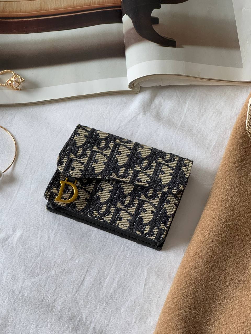 Dior Saddle Jasmine Gusset Card Holder Blue Dior Oblique Jacquard - 5