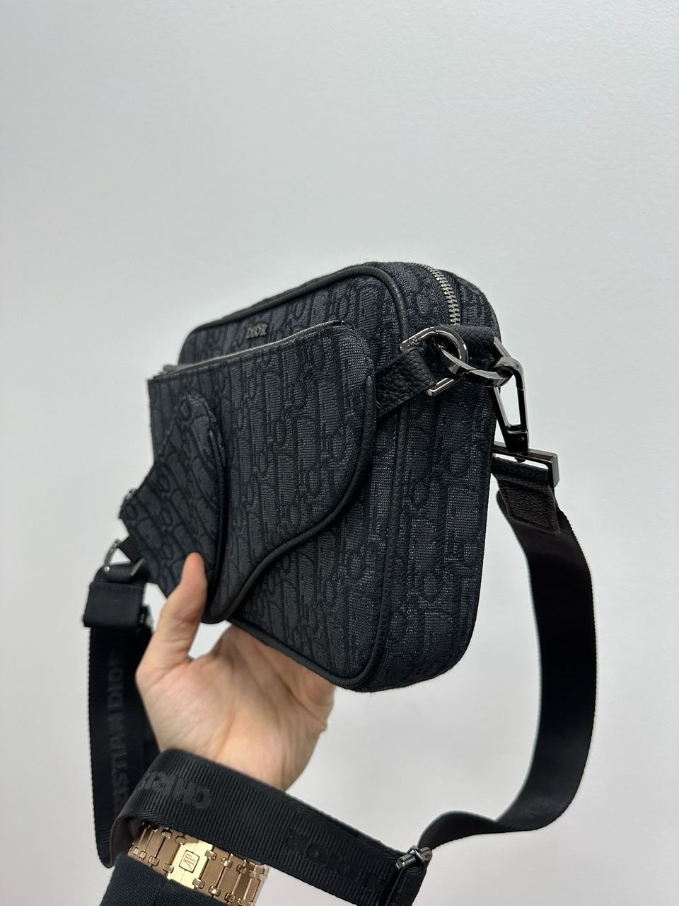 Dior Saddle Triple Pouch Black Oblique Jacquard - 5