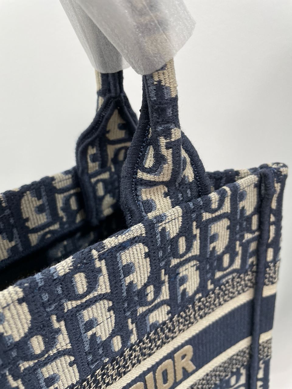 Dior Small Book Tote Ecru and Blue Dior Oblique Embroidery - 11