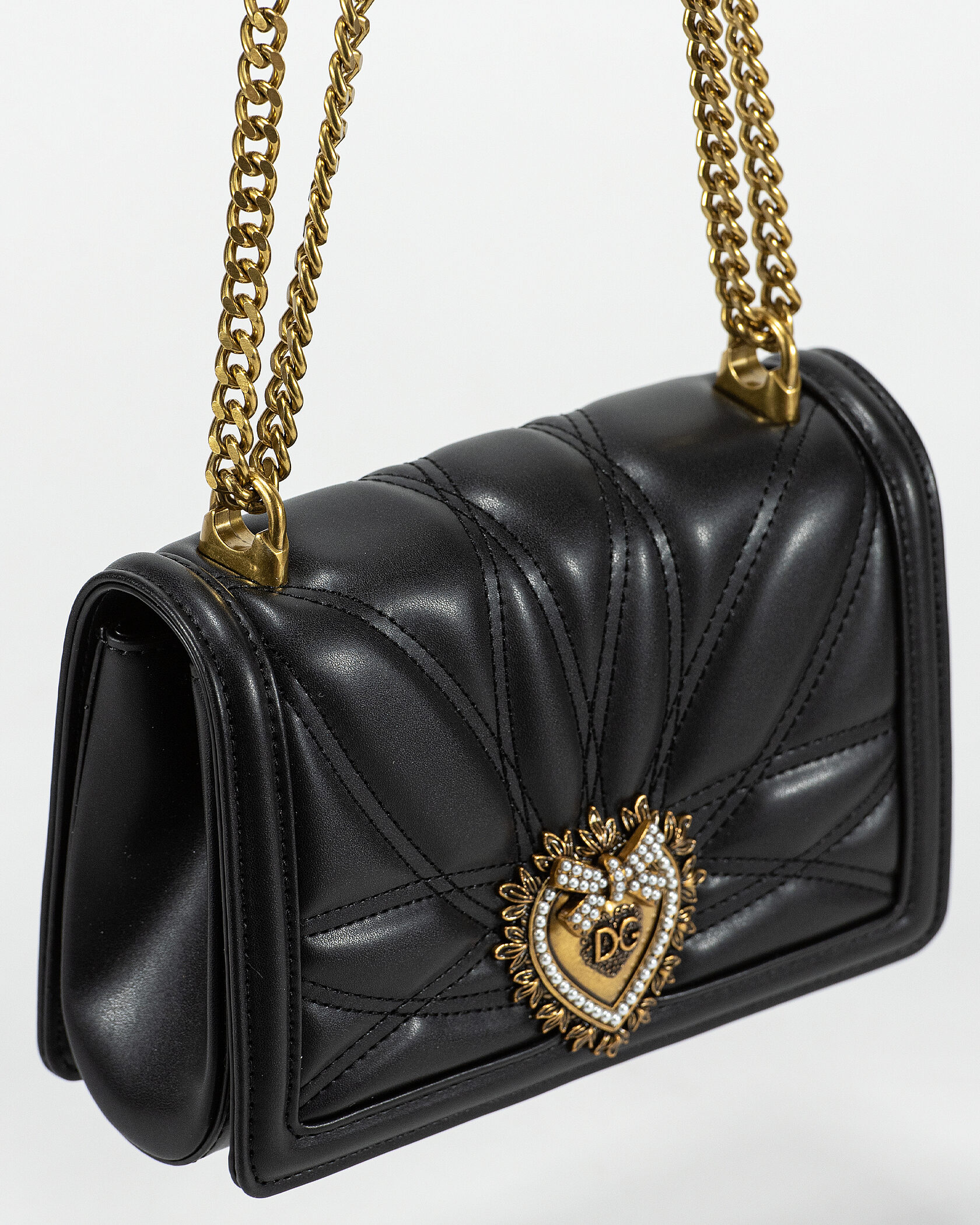 Dolce&amp;Gabbana Medium Devotion Bag in Quilted Nappa Leather Black - 7